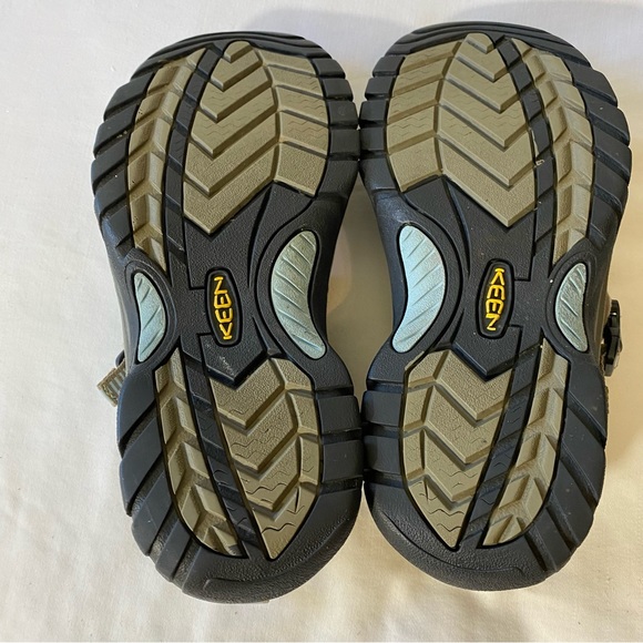 KEEN Womens 7.5 Nubuck Leather Close Toed Hiking Sport Sandals Brown and Blue - Picture 5 of 7